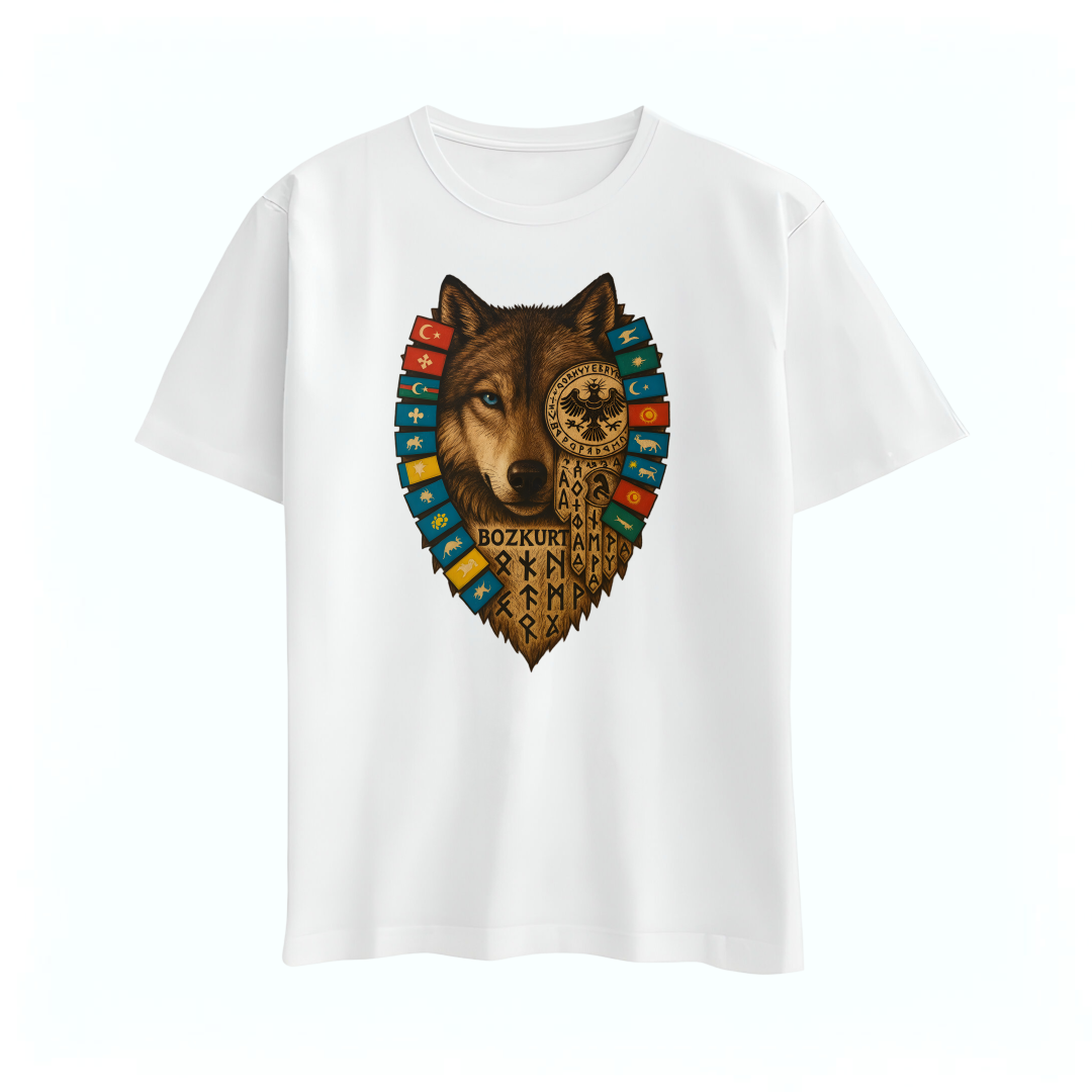 Bozkurt Baskılı T-shirt %100 Pamuk Yarım Oversize