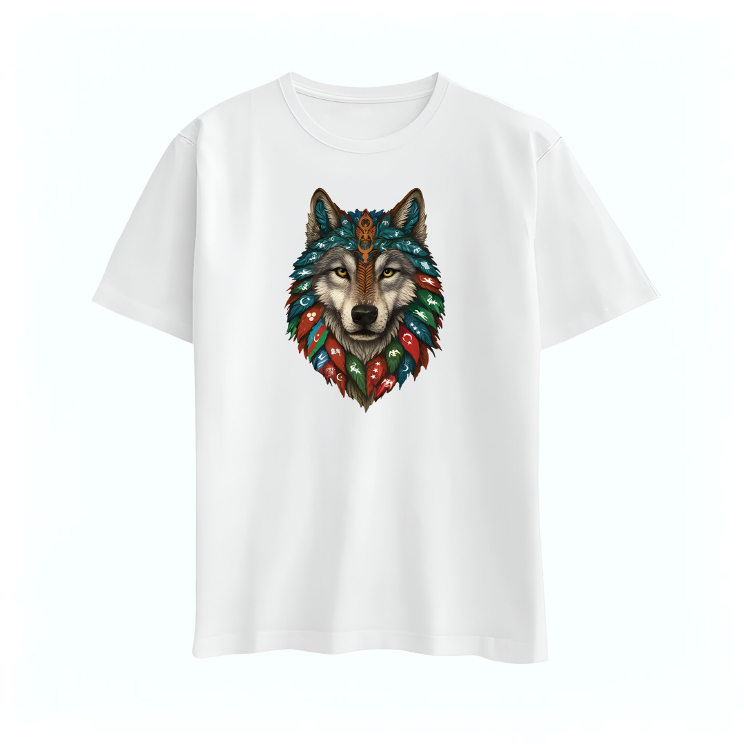 Bozkurt Baskılı T-shirt %100 Pamuk Yarım Oversize