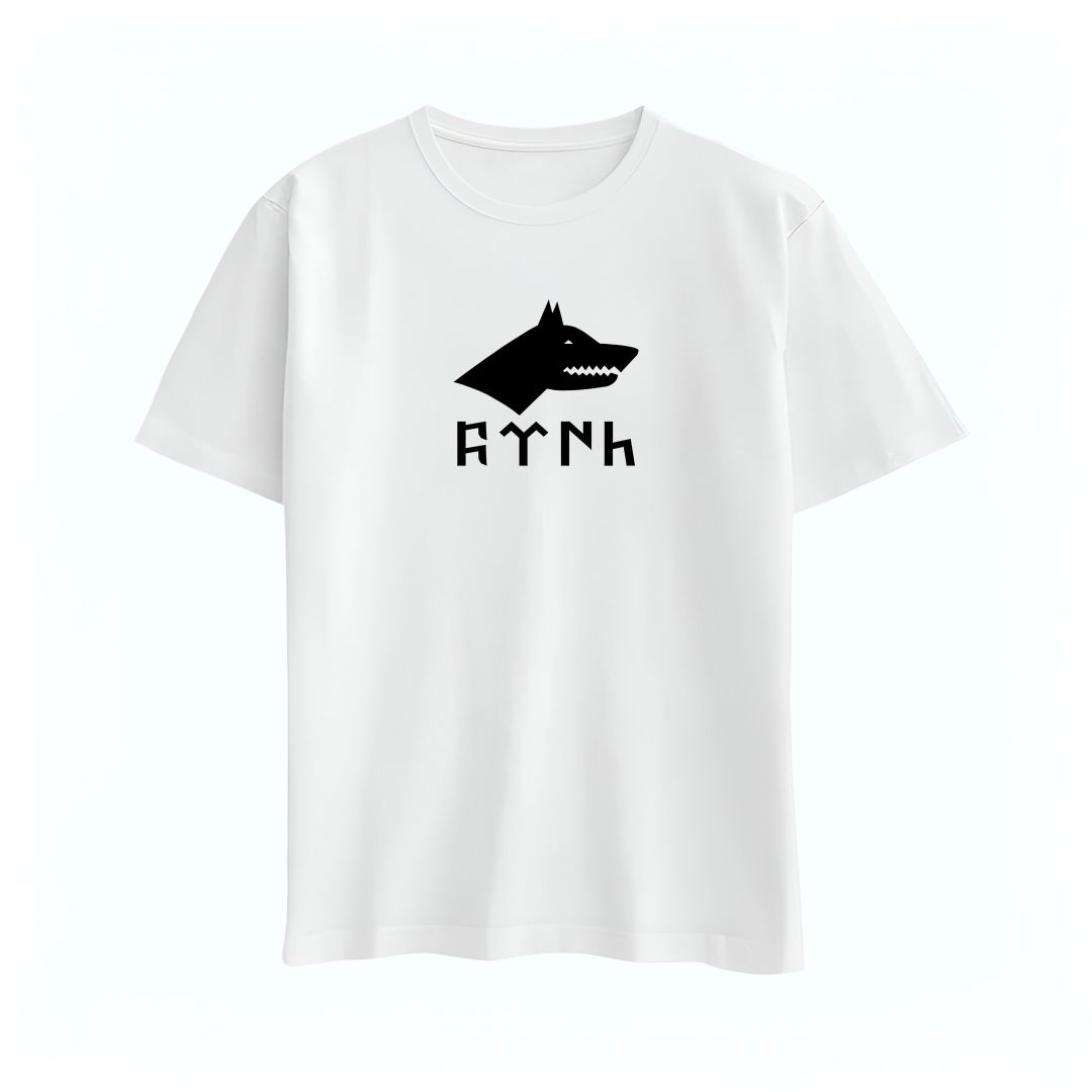 Göktürk Sembolü Baskılı T-shirt %100 Pamuk Yarım Oversize