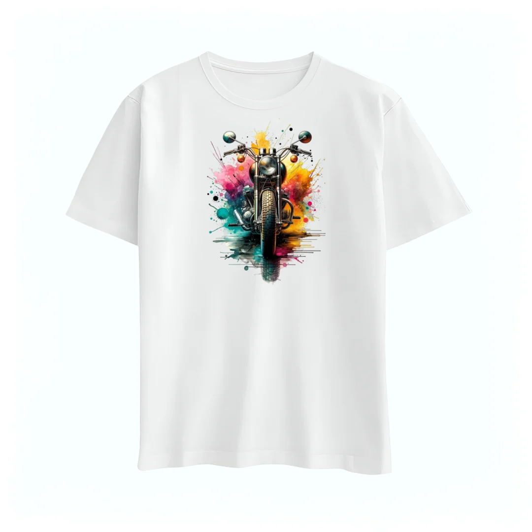 Moto-Art Splash T-shirt %100 Pamuk Yarım Oversize