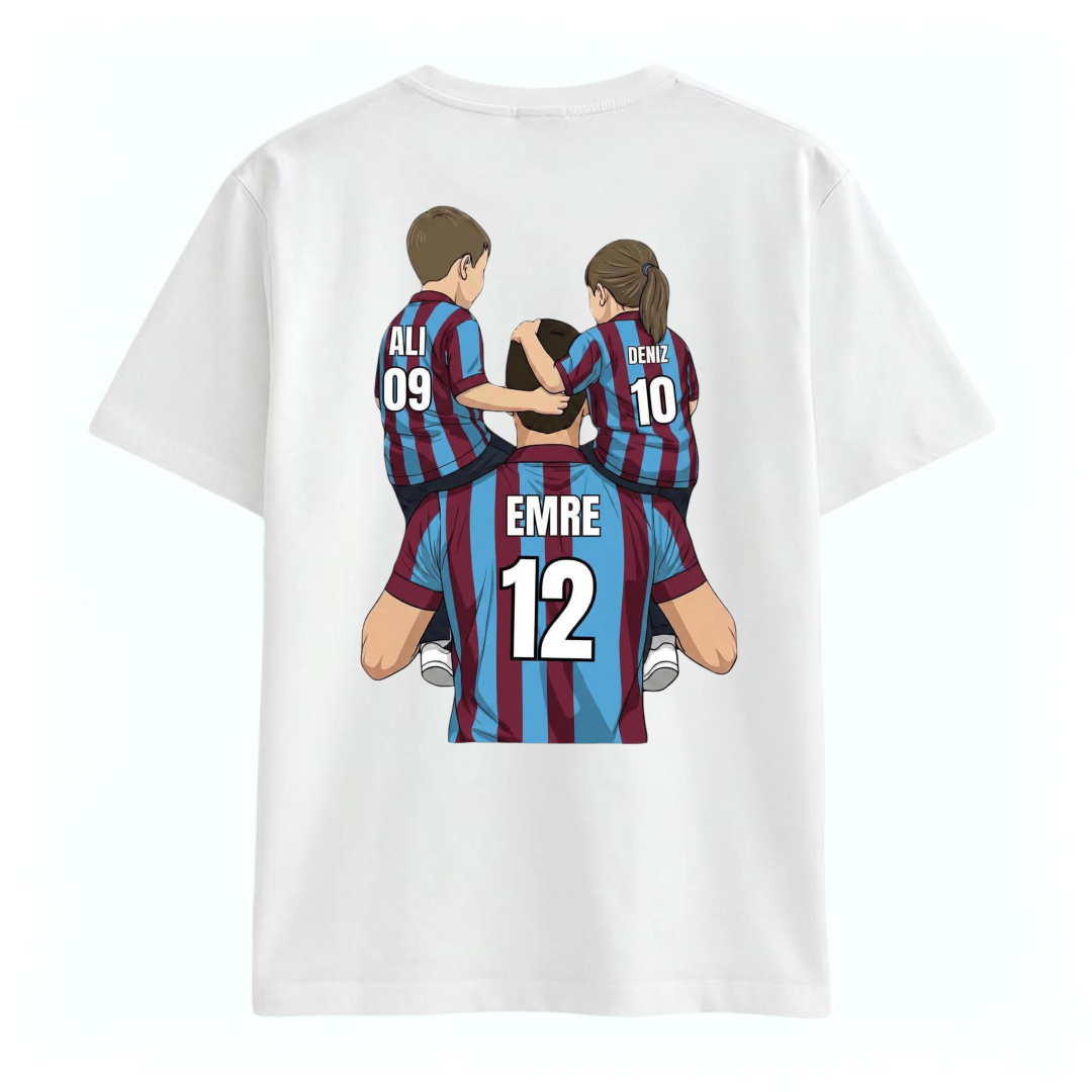 Trabzonspor Taraftar Baba ve Çocuklar T-shirt %100 Pamuk Yarım Oversize