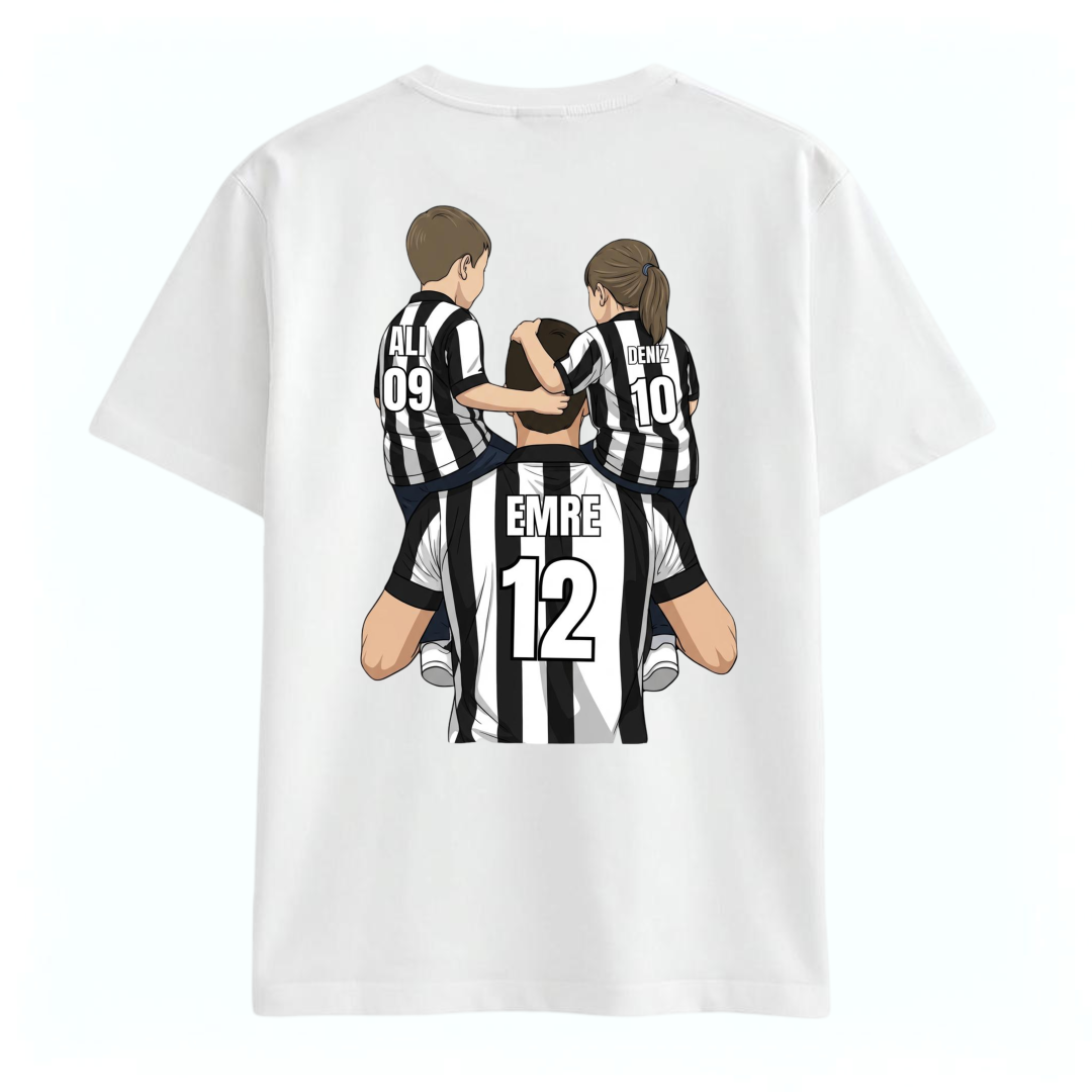Beşiktaş Taraftar Baba ve Çocuklar T-shirt  %100 Pamuk Yarım Oversize